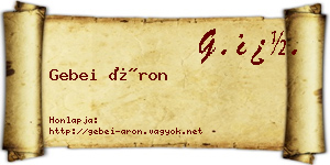 Gebei Áron névjegykártya